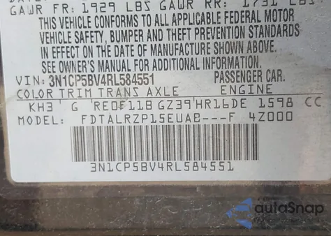2024 Nissan Kicks S Xtronic Cvt from USA, damaged, VIN 3N1CP5BV4RL584551